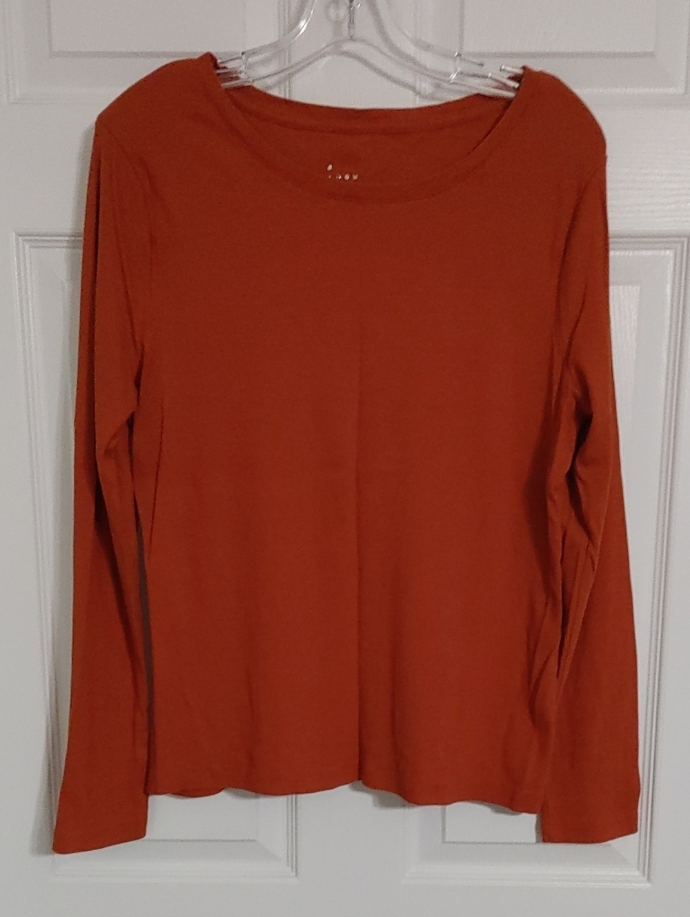 a new day Long-Sleeve Crew Top in Rust Hue Cabincore Cozy Sz LG